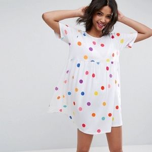 ASOS Ultimate smock dress colorful dot NWOT